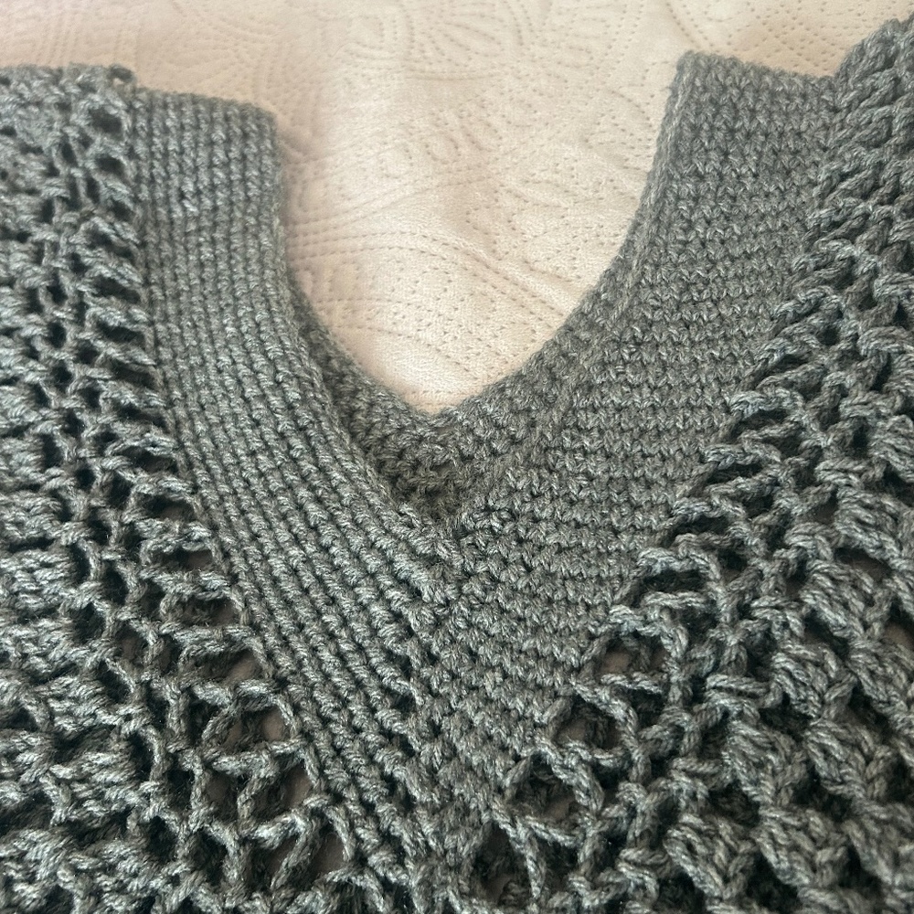 Grey crochet poncho